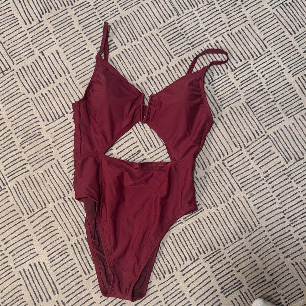 Shade & Shore Maroon One-Piece Swimsuit